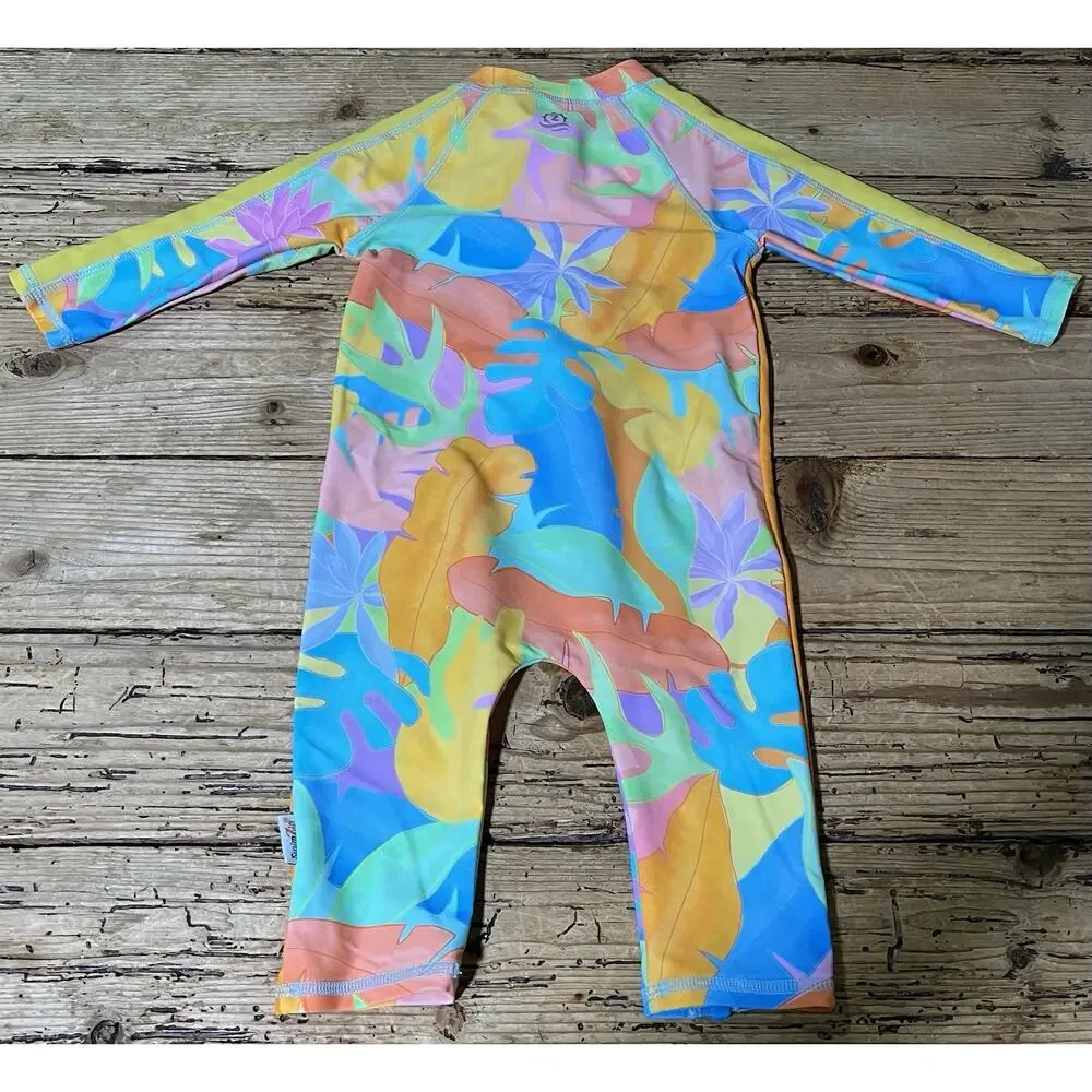 Sun Suit Kids Size 6-12m Multicolor Palm Swimsuit NWOT